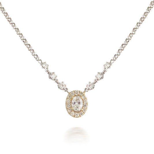 Two Tone Oval Diamond Pendant