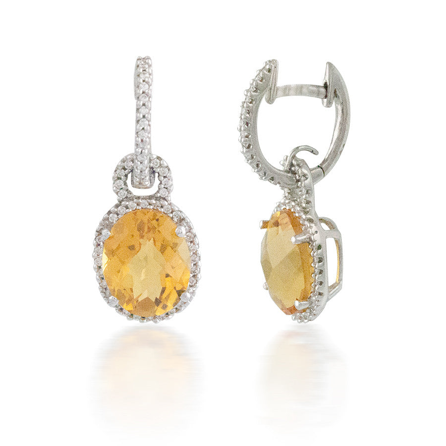 Oval Citrine Leverback Earring