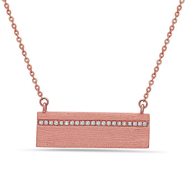 Bassali Textured Rose Gold Bar Pendant