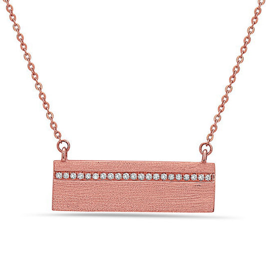 Bassali Textured Rose Gold Bar Pendant