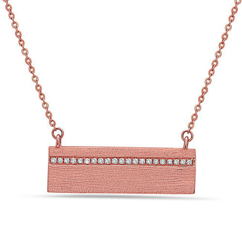 Bassali Textured Rose Gold Bar Pendant