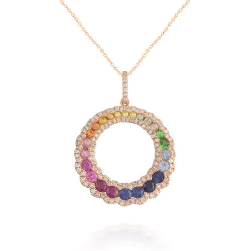 Rainbow Sapphire and Diamond Pendant