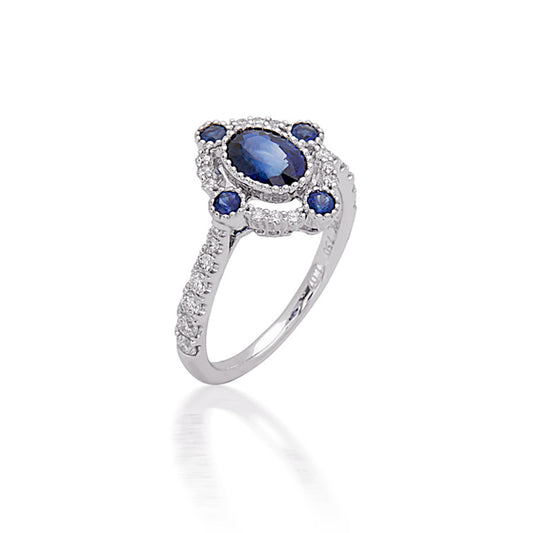 Bassali Oval Diamond and Sapphire Ring