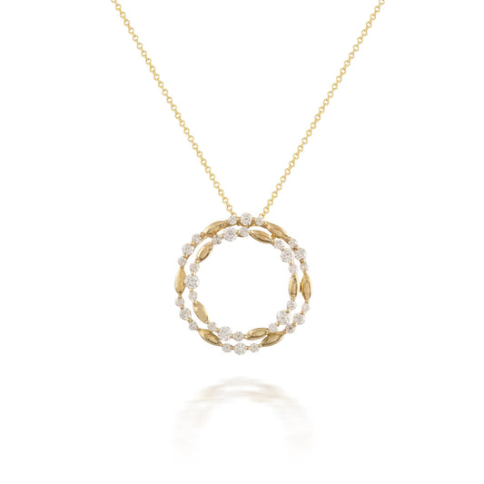 Diamond and Yellow Gold Circle Pendant