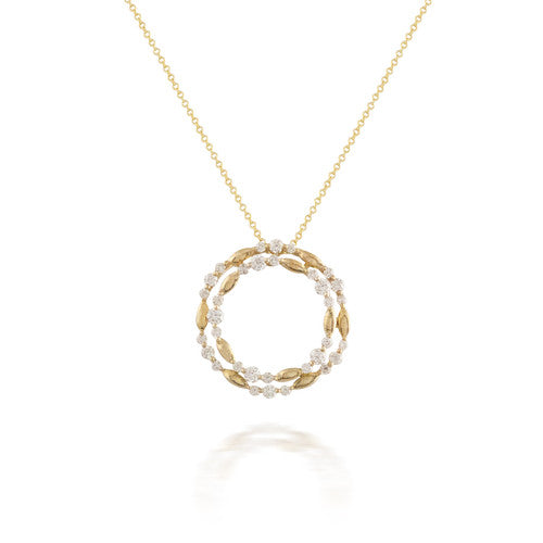 Diamond and Yellow Gold Circle Pendant