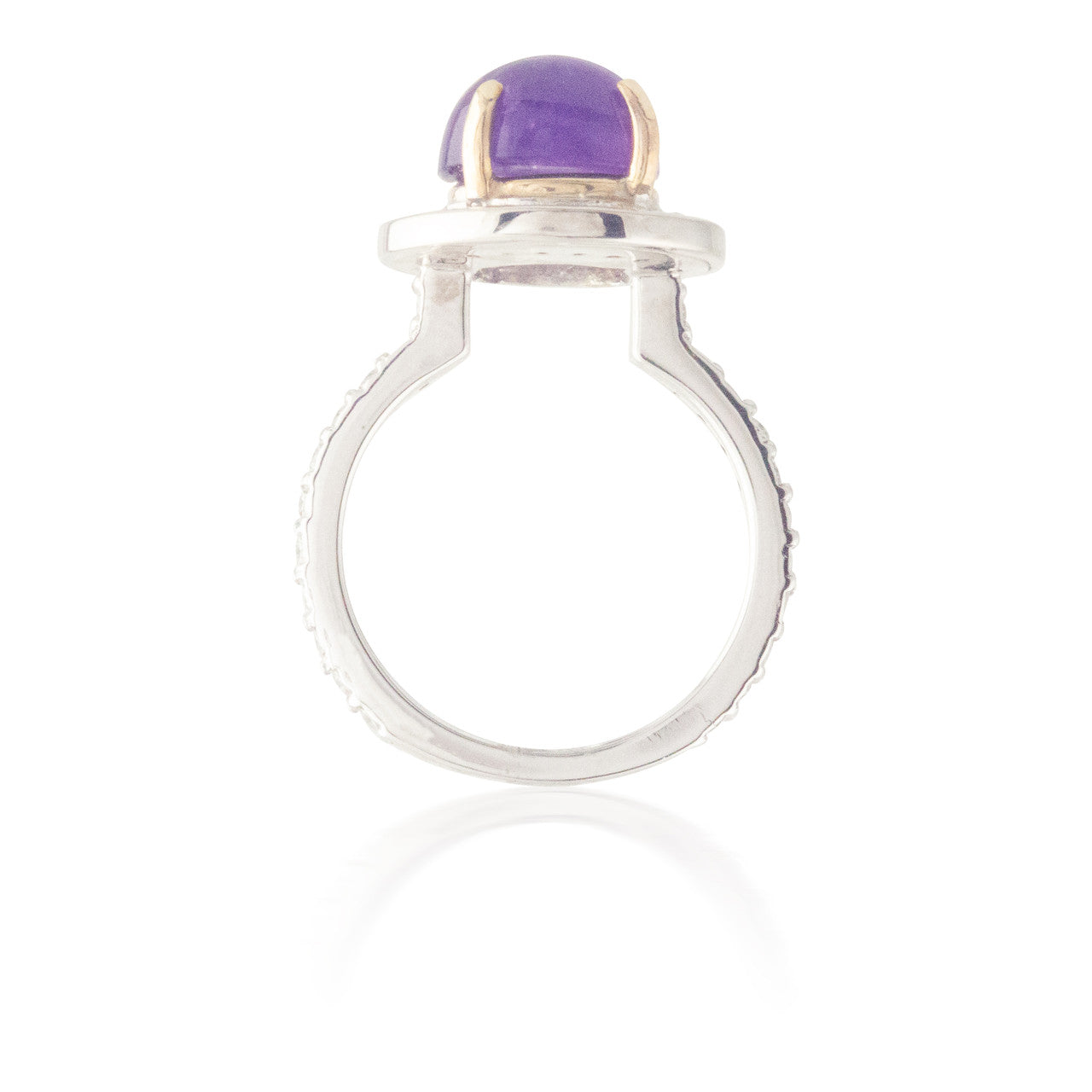 Cabochon Cut Amethyst and Diamond Ring