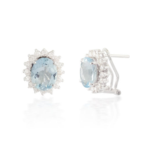 Oval Aquamarine and Diamond Earrings 2