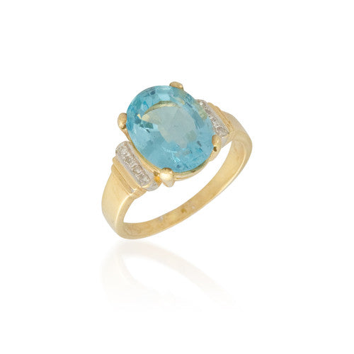 Blue Topaz and Diamond Ring