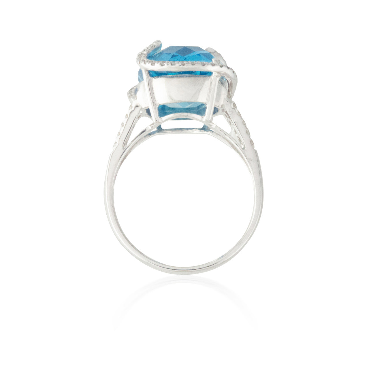 Round Blue Topaz Ring with a Diamond Design