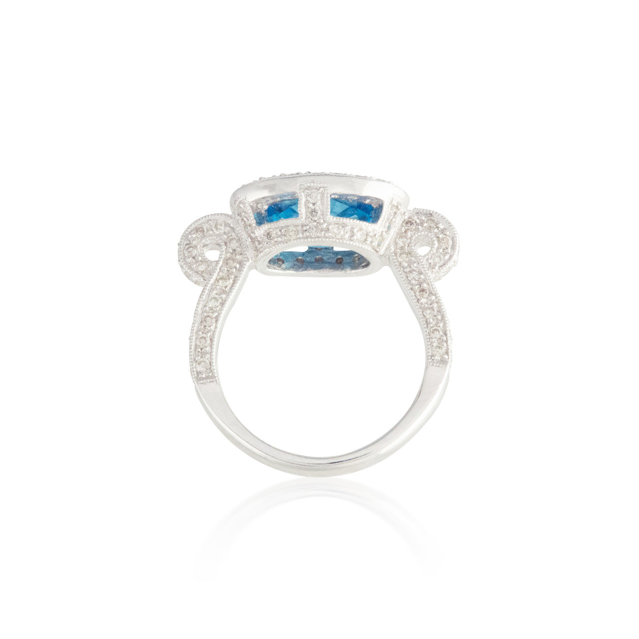 Blue Topaz and Diamond Halo Ring