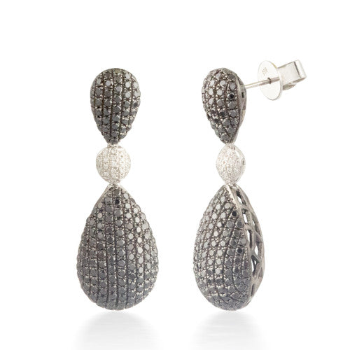 4.24ctw Black and White Diamond Earrings