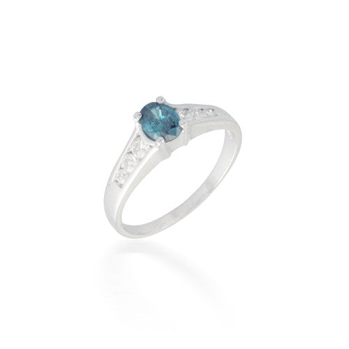 Blue and White Diamond Ring