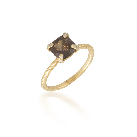 Smokey Topaz and Diamond Ring 2