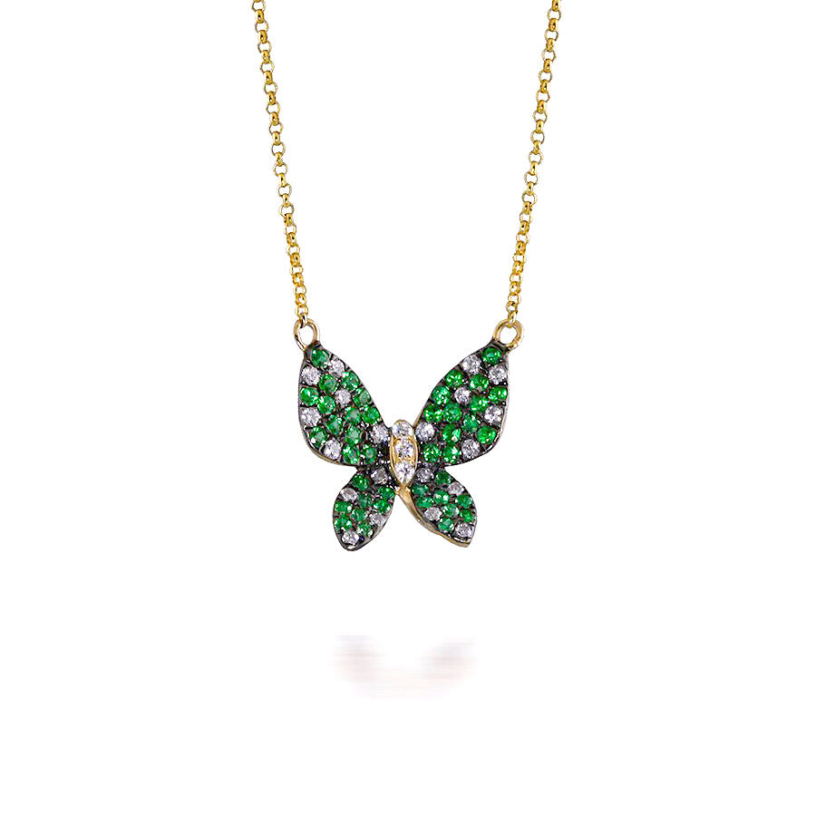 Tsavorite Garnet Butterfly Pendant