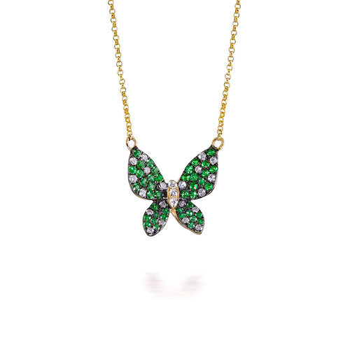 Tsavorite Garnet Butterfly Pendant