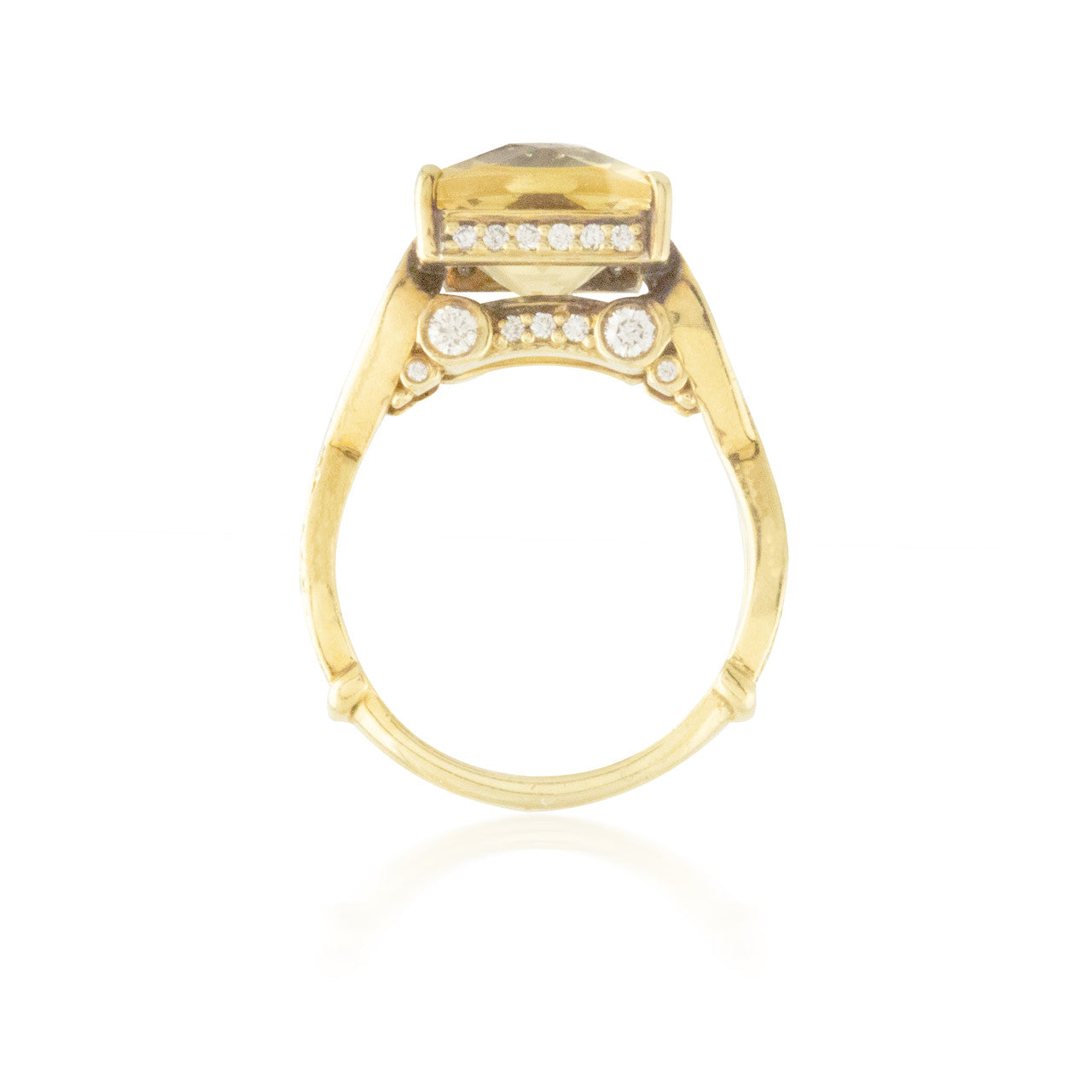 Yellow Citrine and Diamond Ring