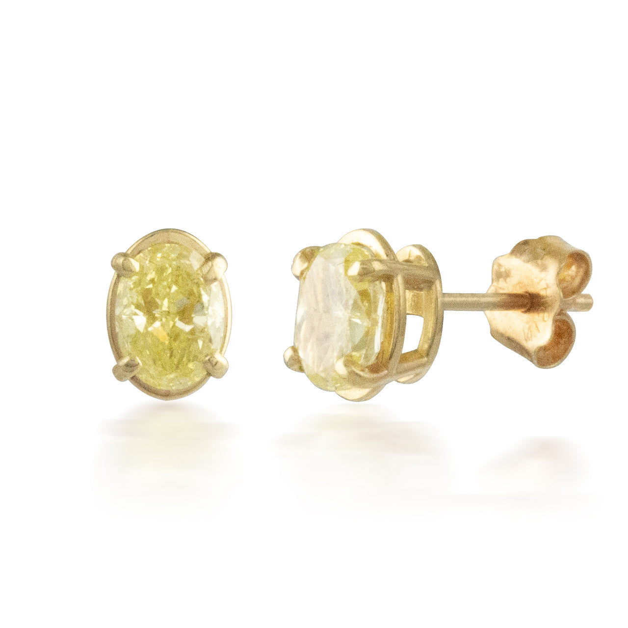 1.18ctw Yellow Oval Diamond Stud Earrings