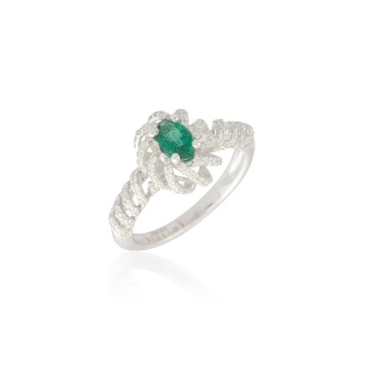 Open Emerald and Diamond Ring