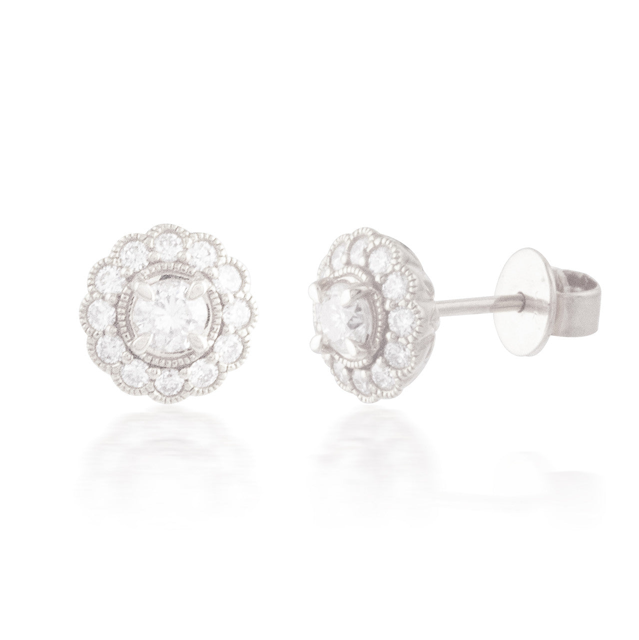 0.70ctw Diamond Flower Stud Earrings