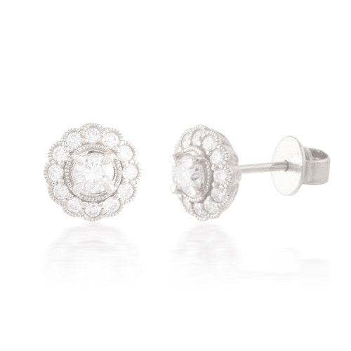 0.70ctw Diamond Flower Stud Earrings