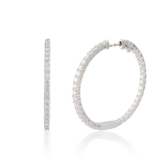 2.00ct Round Button-back Diamond Hoop Earring