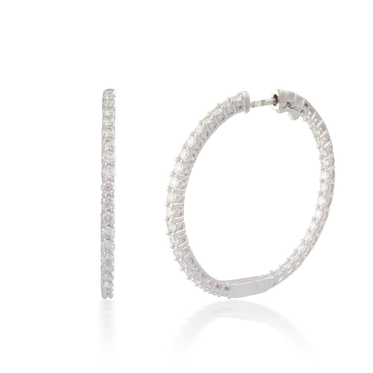 3.00ct Round Button-back Diamond Hoop Earring