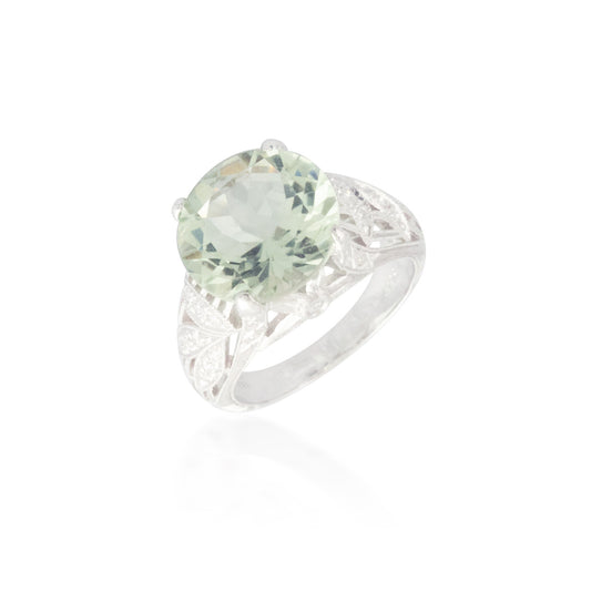 Round Green Amethyst Ring