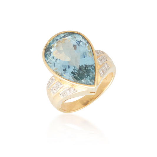 Huge Pear-shaped Aquamarine Ring