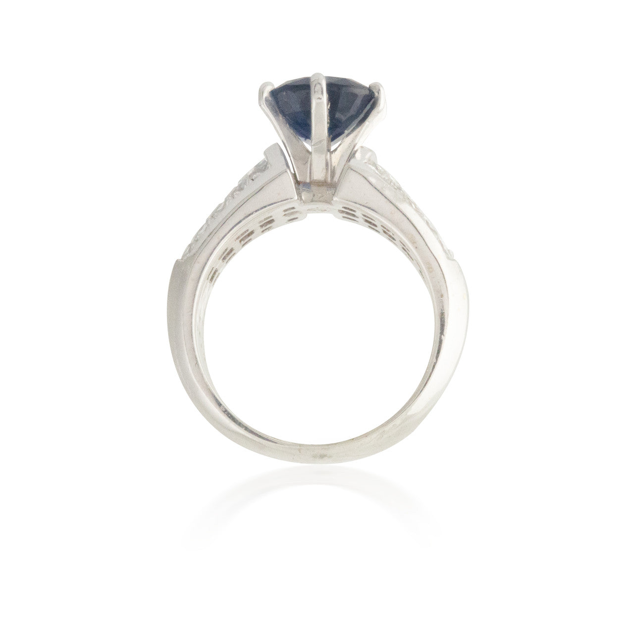 Sapphire and Emerald-cut Diamond Ring