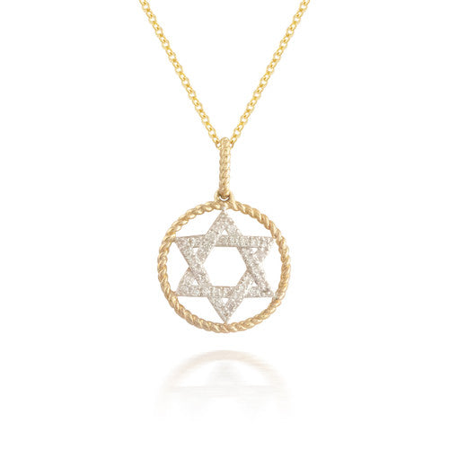 Madison L Encircled Star of David Diamond Pendant