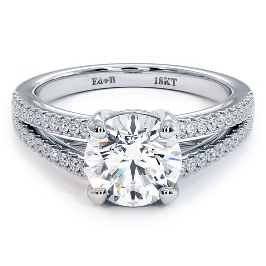 Round Center Micro Prong Split Shank Diamond Engagement Ring Setting