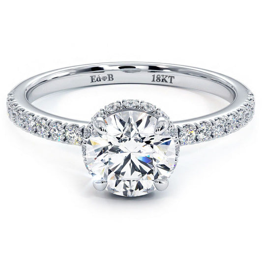 Round Hidden Halo The Sex & The City Micropave Diamond Engagement Ring Setting