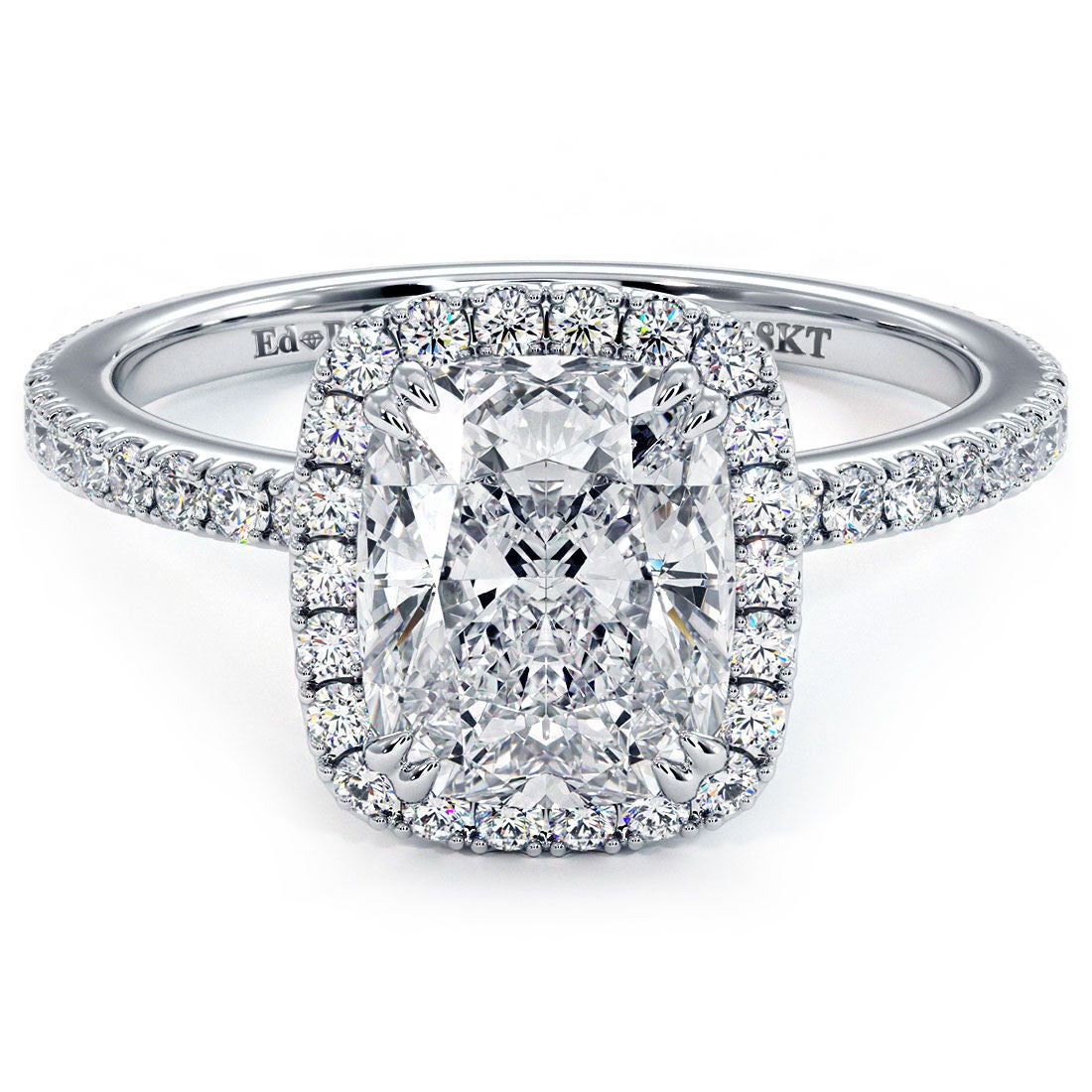 Elongated Cushion Halo, Micropave High Set, Diamond Engagement Ring Setting