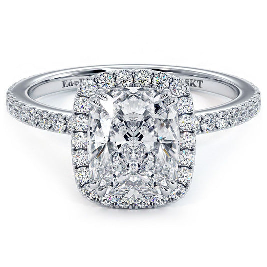 Elongated Cushion Halo, Micropave High Set, Diamond Engagement Ring Setting