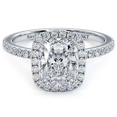 Elongated Cushion Halo, Micropave High Set, Diamond Engagement Ring Setting