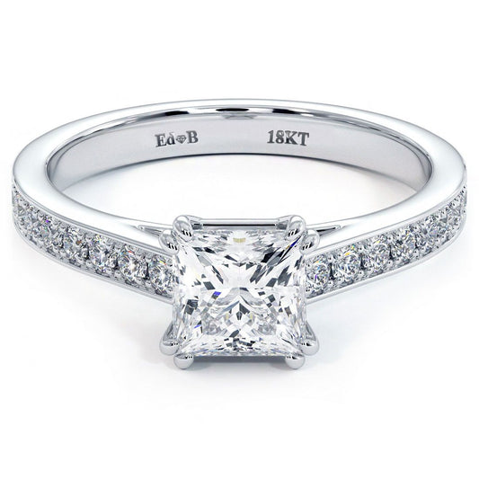 Princess Cut Petite Micropave Cathedral Diamond Engagement Ring Setting