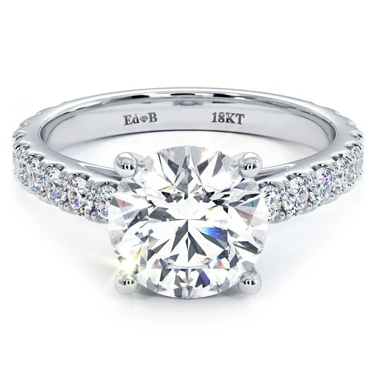 Round Center Micro Prong Set Cathedral Diamond Engagement Ring Setting