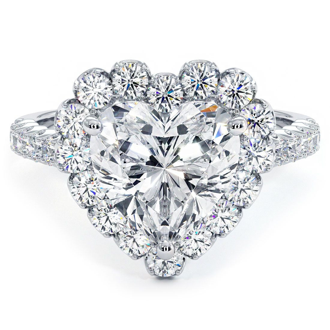 Heart Shape Halo, Beaded Prong, Diamond Engagement Ring Setting