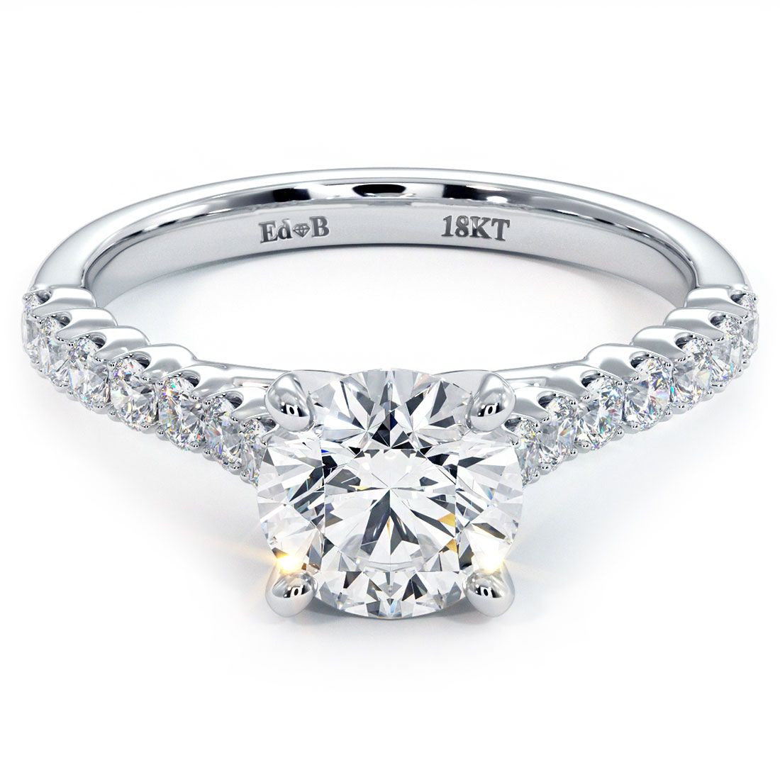 Round Center With Beaded Prong Shank Diamond Engagement Ring Setting