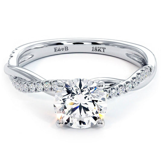 Round Center, Petite, Infinity Twist Micropave Diamond Engagement Ring Setting