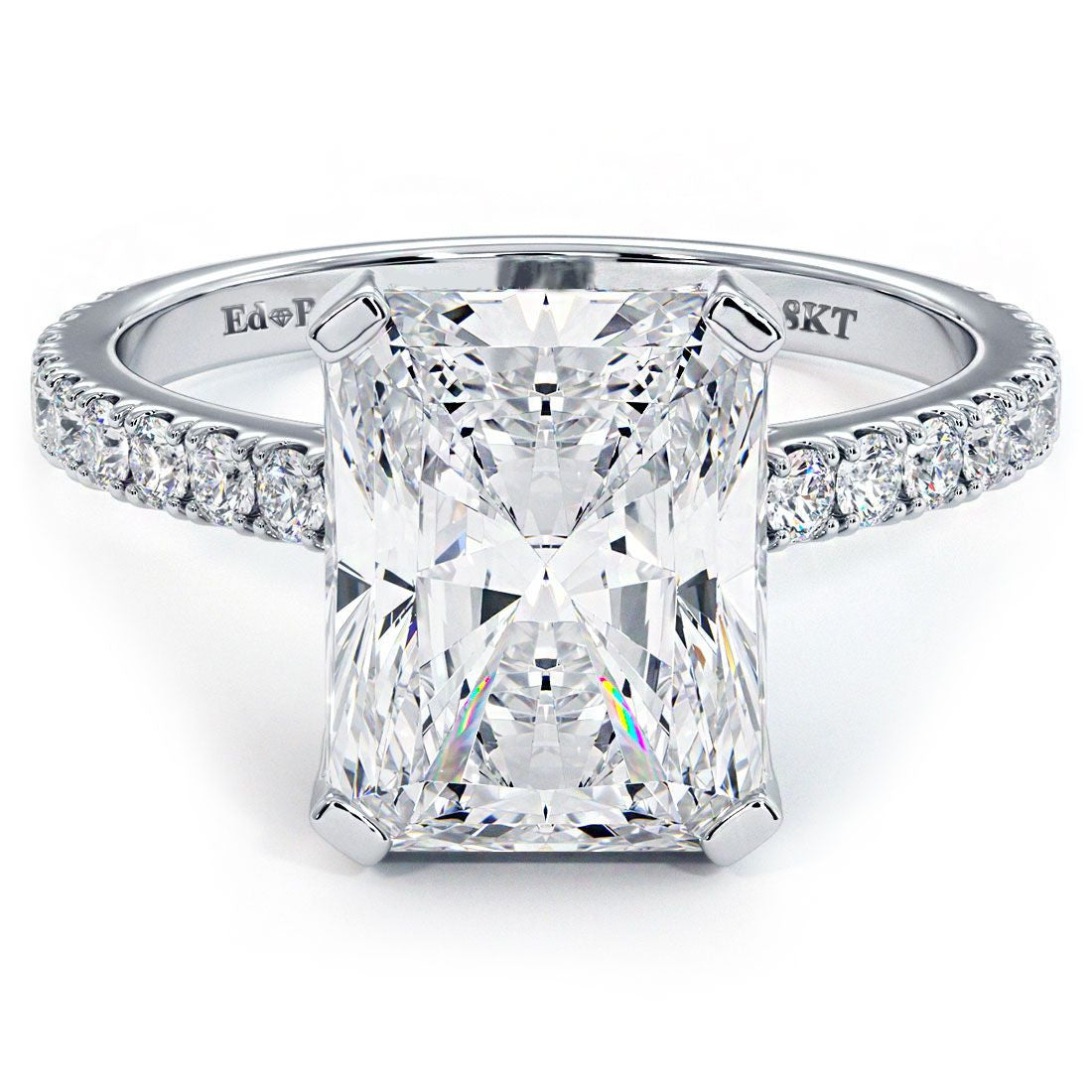 Radiant Cut Petite Micro Prong Set Diamond Engagement Ring Setting