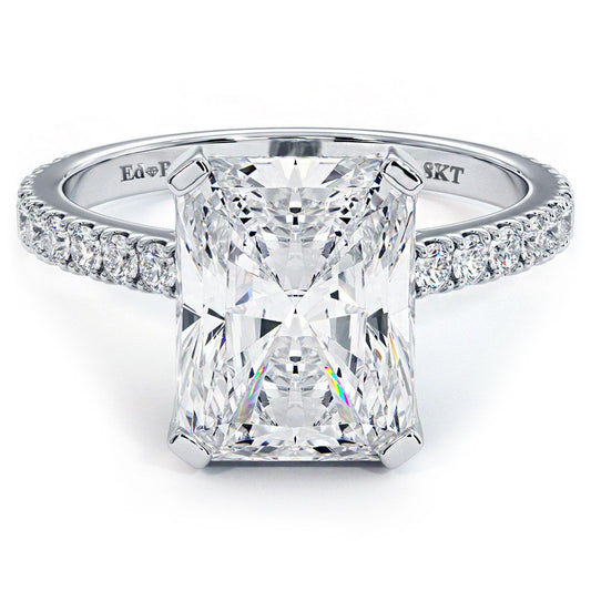 Radiant Cut Petite Micro Prong Set Diamond Engagement Ring Setting