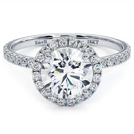 Round Halo Petite Micropave Diamond Engagement Ring Setting