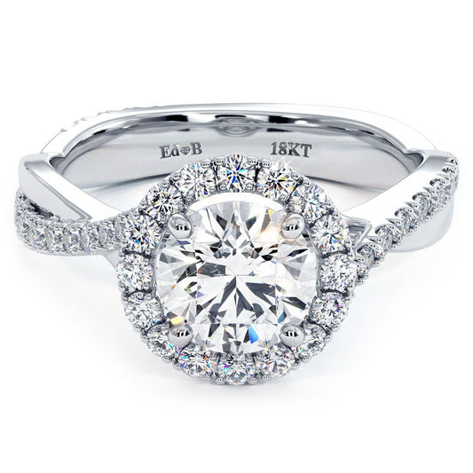 Round Halo Infinity Twist Shank Diamond Engagement Ring Setting