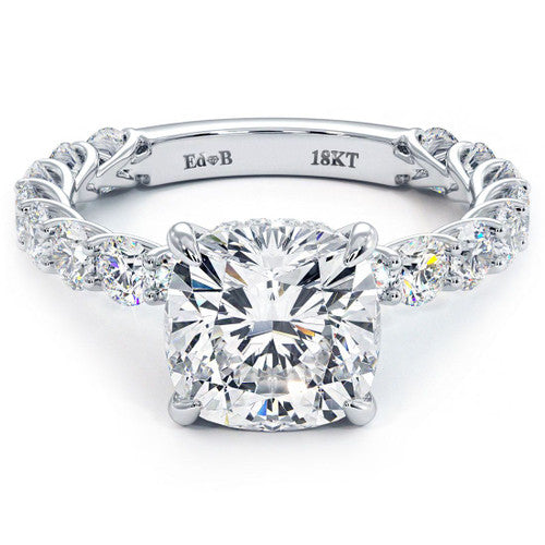 Cushion Hidden Halo Basket Head Diamond Engagement Ring Setting