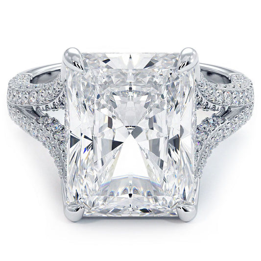 Radiant Cut Center With Split Shank Diamond Engagement Ring Setting