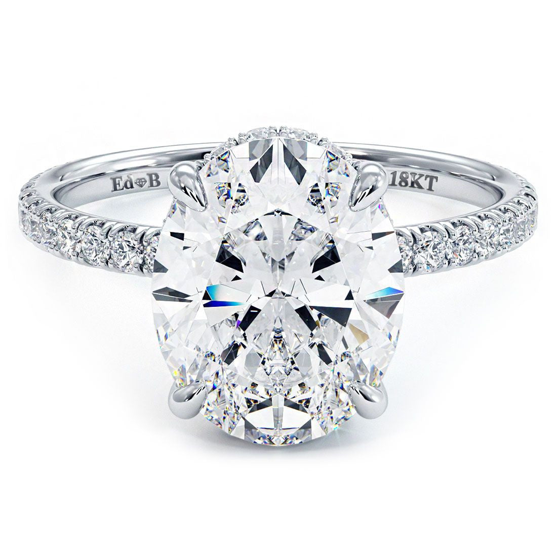 Oval Shape Hidden Halo Basket Head Diamond Engagement Ring Setting