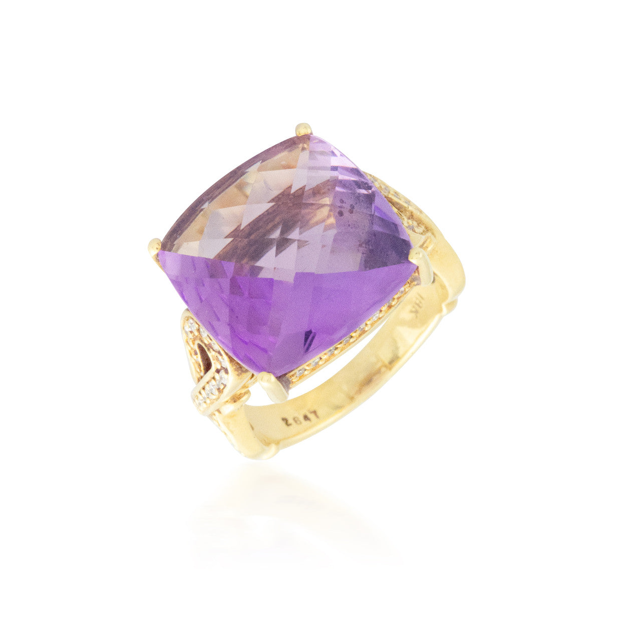 Huge Cushion-cut Amethyst and Diamond Ring