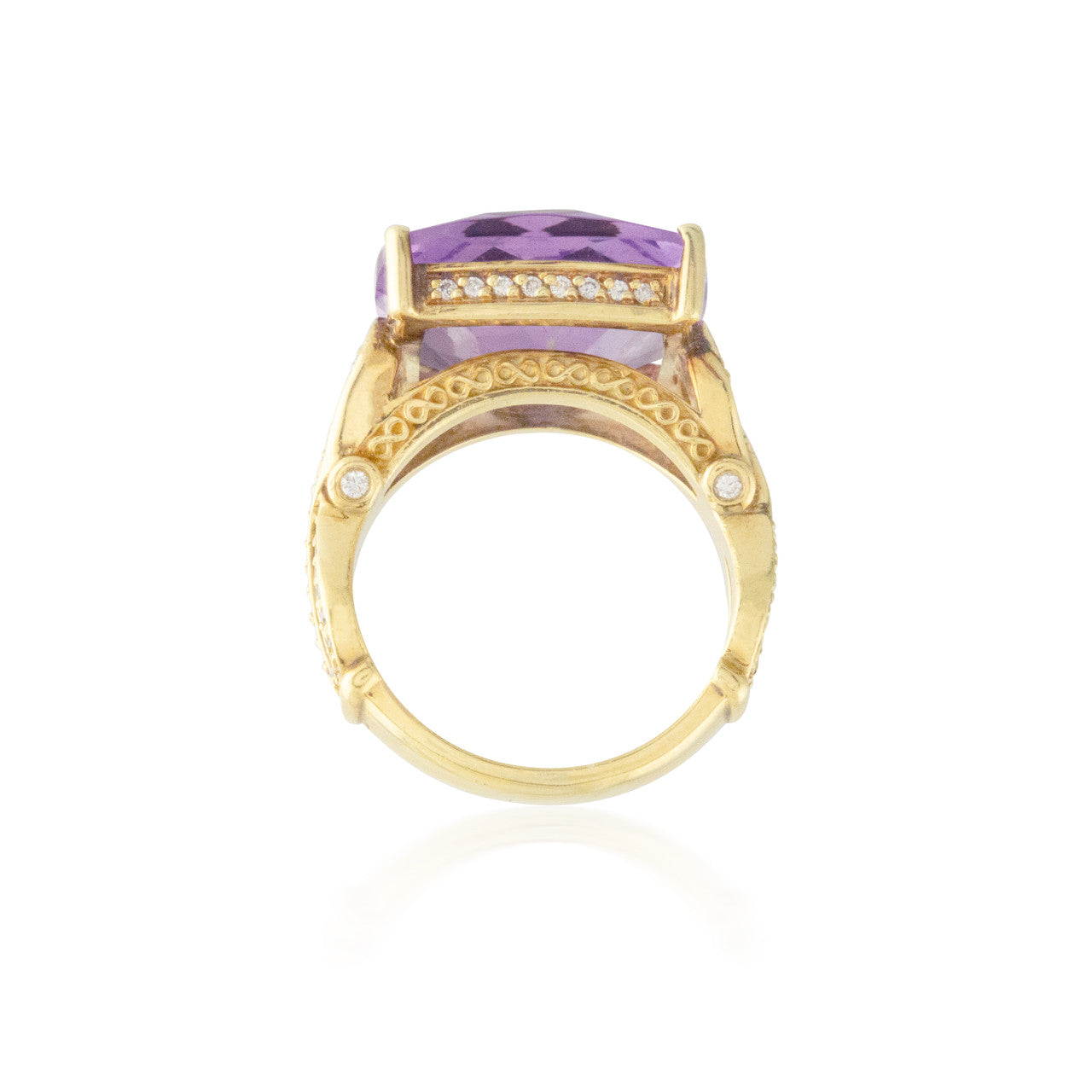 Huge Cushion-cut Amethyst and Diamond Ring