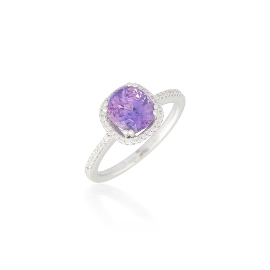 Diamond Halo with Amethyst Ring